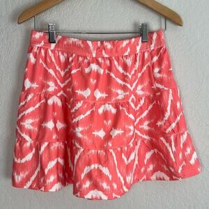 Tehama Athletic Tiered Mini Skirt Orange Ikat Athleisure Tennis Golf Sporty Prep